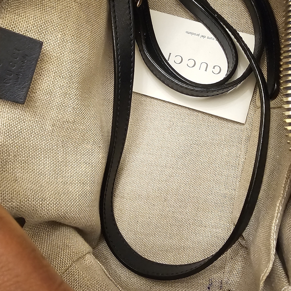 Gucci Navy GG Embossed Leather Top-Handle Bag - Picture 8 of 8